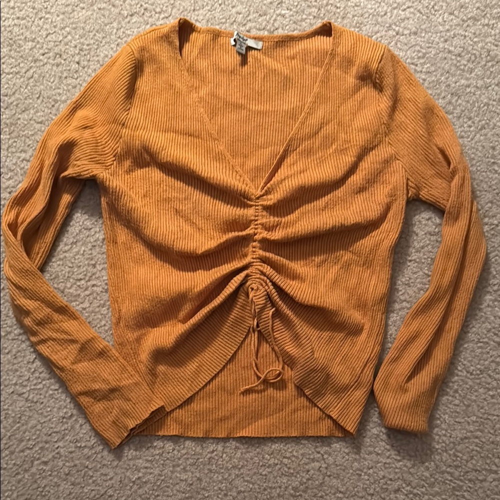 Papaya Orange Ribbed Crop Top